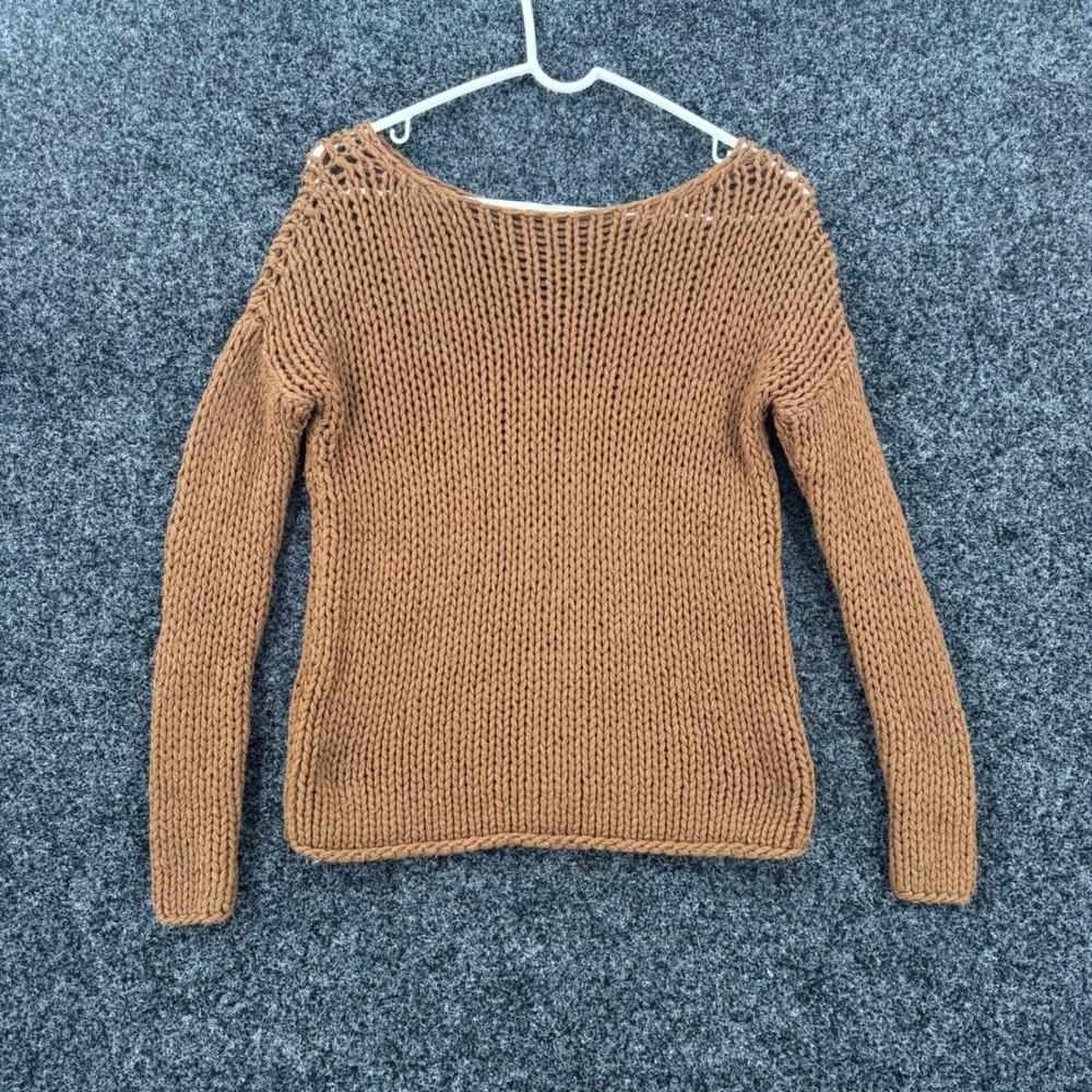 Vince Brown Chunky Knit Wool Blend Boat Neck Sweater XS RN106730